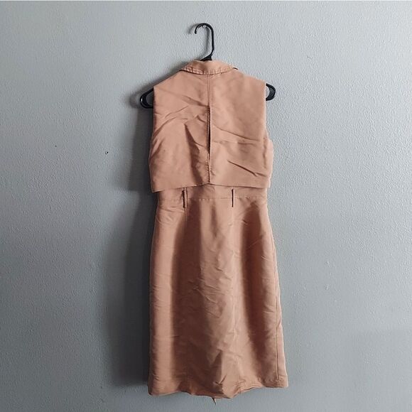 WHBM Versatile Double Breasted Long Vest Sleeveless Trench Coat Size 4 - Picture 6 of 6